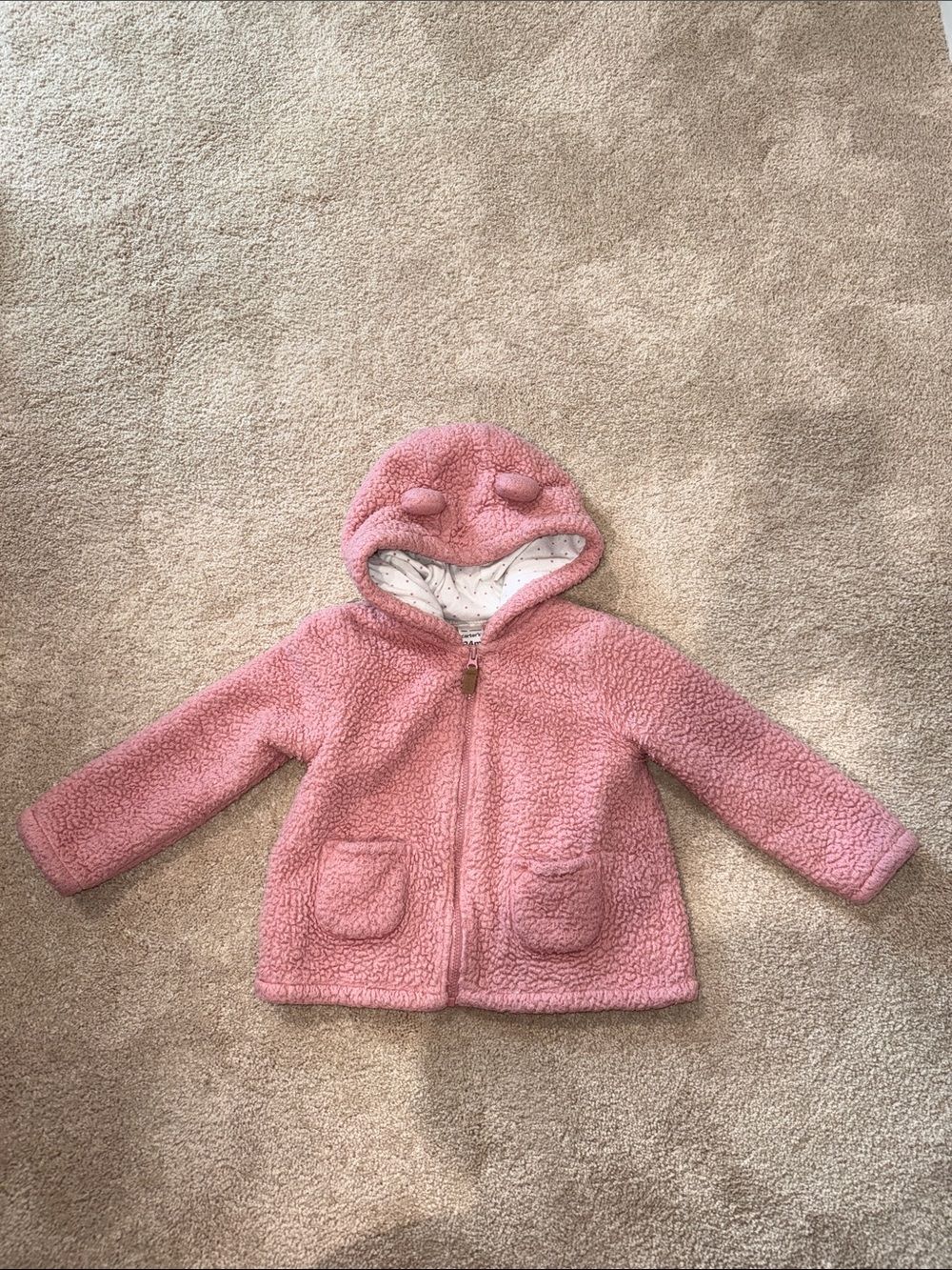 24m Soft Pink Sherpa Hooded Sweater for Girls